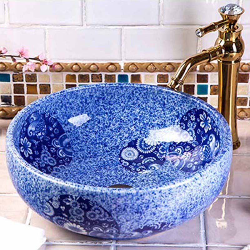 Schnelle 37-JS-11026 Çiçek Desenli Tezgah Üstü Lavabo