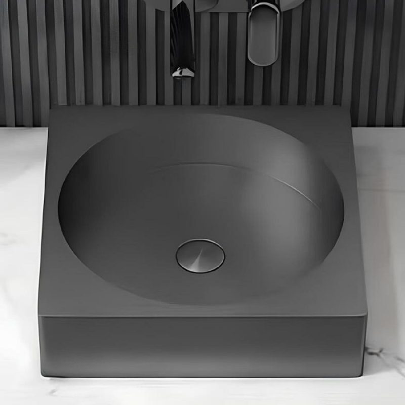 SCHNELLE 62 SCH BK5507 Black Tezgah Üstü Kare Çelik Lavabo